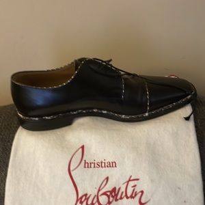 Christian Lauboutin black leather shoes men 43 size made in Italy
